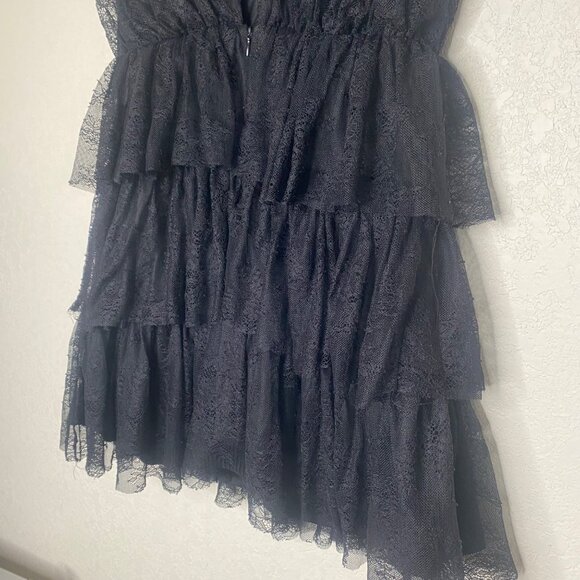 Fate Lace Tiered Mini Dress Size XL Black Dark Romantic Whimsygoth Holiday NYE - Picture 10 of 14